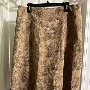 Tan Paisley Corduroy Skirt